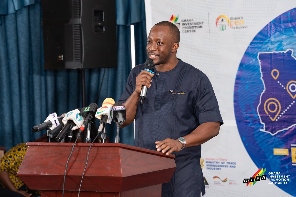 gipaghana's tweet photo. The Ghana Investment Promotion Authority (GIPA) has wrapped up its Regional Investment Roadshow in Sunyani, with an investment forum that brought local leaders and business owners together to deliberate on investment opportunities across the Bono Region.

Opening the forum, Bono Regional Minister Hon. Joseph Addae Akwaboa welcomed GIPA’s drive to attract capital to the region. He emphasized that targeted investments in industrial processing and value addition will reduce post-harvest losses, help farmers reach better markets, create jobs for women and youth, and power the government’s 24-Hour Economy program.

​Adding traditional backing to the initiative, the Omanhene of the Sunyani Traditional Area, Odeefuor Ogyeamansan Boahen Korkor II, highlighted the region’s rich resources. He then stressed that a disciplined mindset is essential to build trust with investors and drive real economic progress.

Addressing the audience, GIPA Deputy CEO A. Razak Baba outlined the investment climate and specific opportunities in the Bono Region. He further pointed out that the region has historically received only a tiny fraction of the $52 billion in foreign direct investment attracted by Ghana over the years, he reaffirmed the Centre's commitment to shifting that trend and positioning Bono as a primary investment destination.

​The forum ended with two pitch sessions, showcasing ready-to-fund local projects.

#InvestGhana #GIPA #BonoRegion #InvestmentPromotion #RegionalInvestmentRoadshow