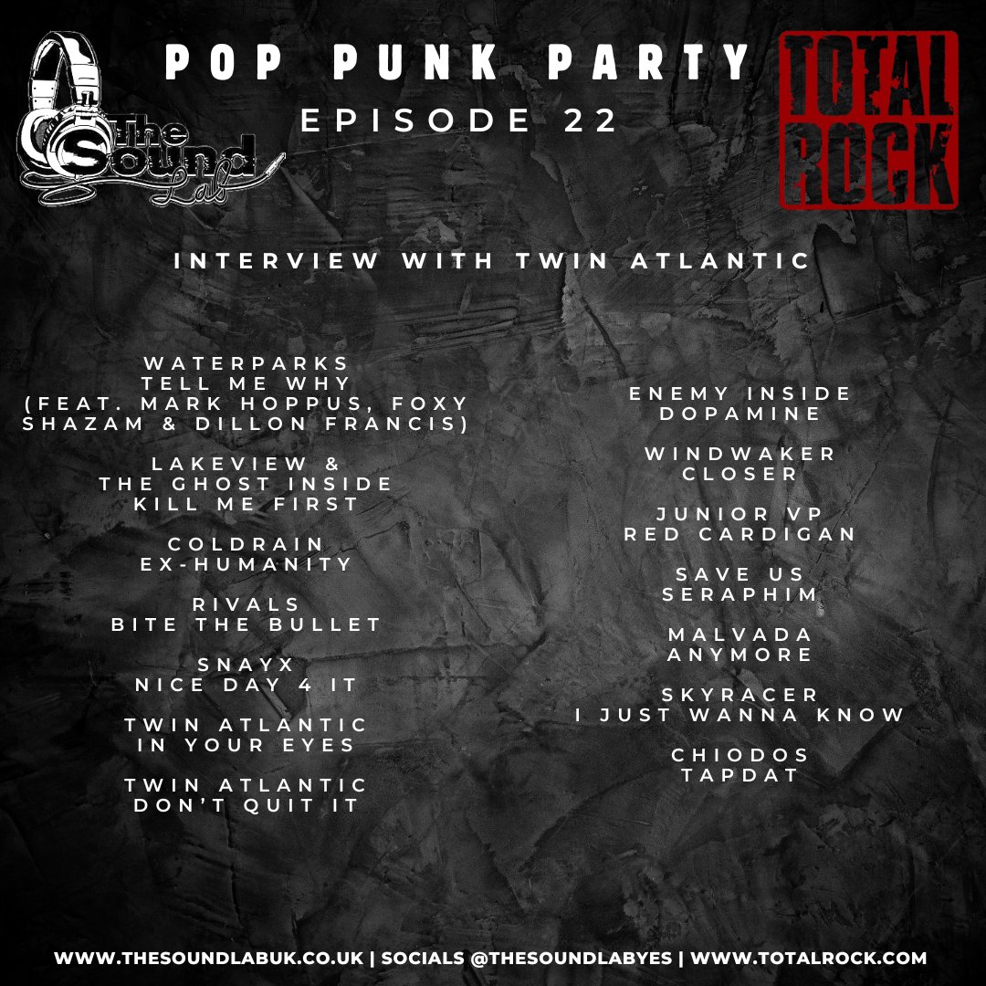 HT_Broadcast's tweet photo. Check out @TheSoundLabYES Pop Punk Party show featuring @chiodos' new single 'TAPDAT' https://t.co/8ydoe1ZGCE https://t.co/TChIsNA5nu