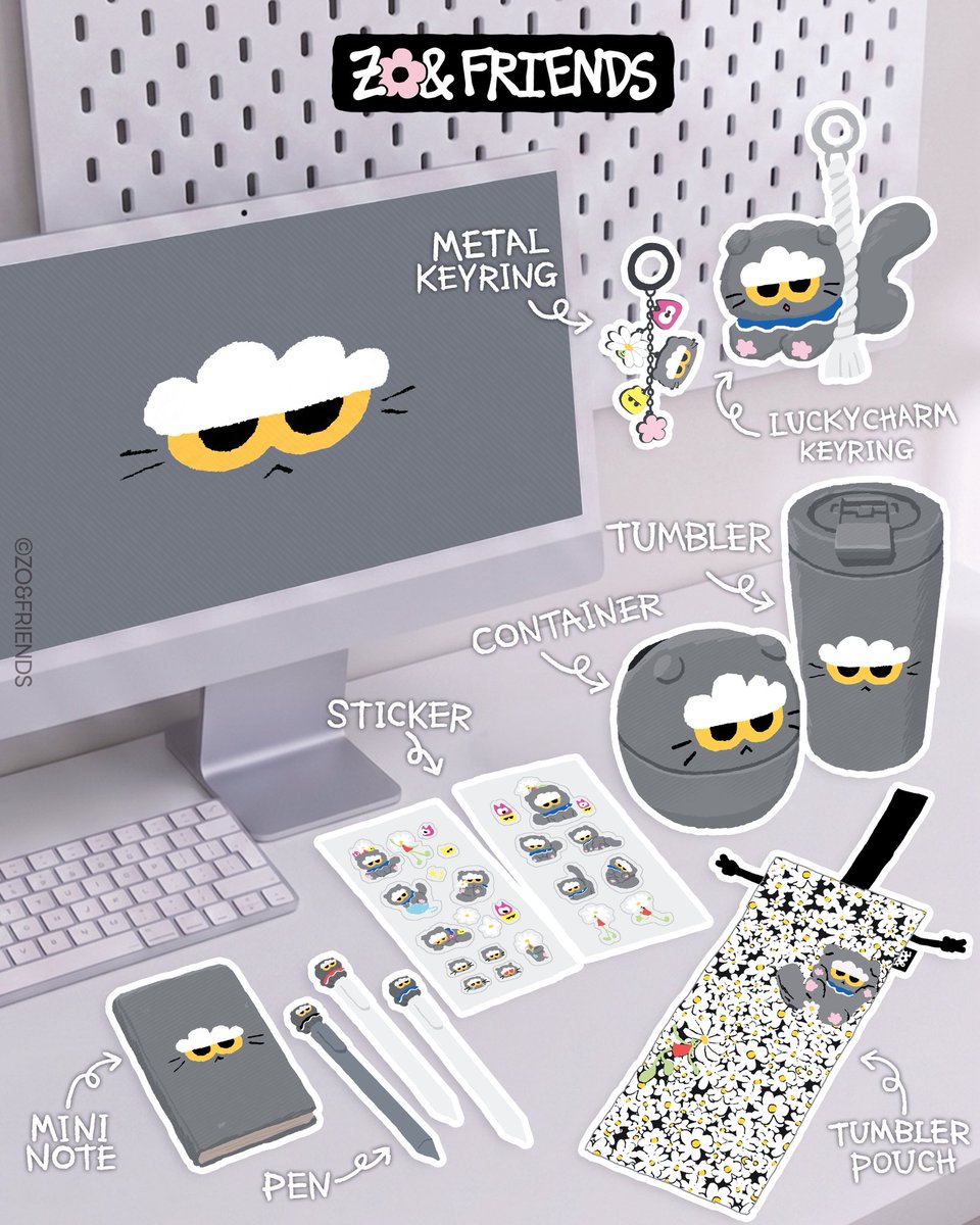 zonfriends's tweet photo. What's on my desk? 🖥️ 
#ZOAcore

❶ ZOA Lucky Plush Keyring
❷ ZOA Container
❸ ZOA Tumbler
❹ ZOA Mini Note
❺ ZOA Sticker
❻ ZOA Figurine Pen
❼ Metal Keyring https://t.co/p2yIbCNrjM