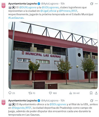 elabuchus's tweet photo. La vida sigue fuera de las Gaunas. Sobre lo sucedido con las Gaunas y el futuro @SDLogrones @AytoLogrono @LogronoDeporte @fedriojafutbol #SDLog #𝐎𝐑𝐆𝐔𝐋𝐋𝐎𝐑𝐄𝐁𝐄𝐋𝐃𝐄 https://t.co/ozGOK0psiR https://t.co/Ou2uwAgSJr