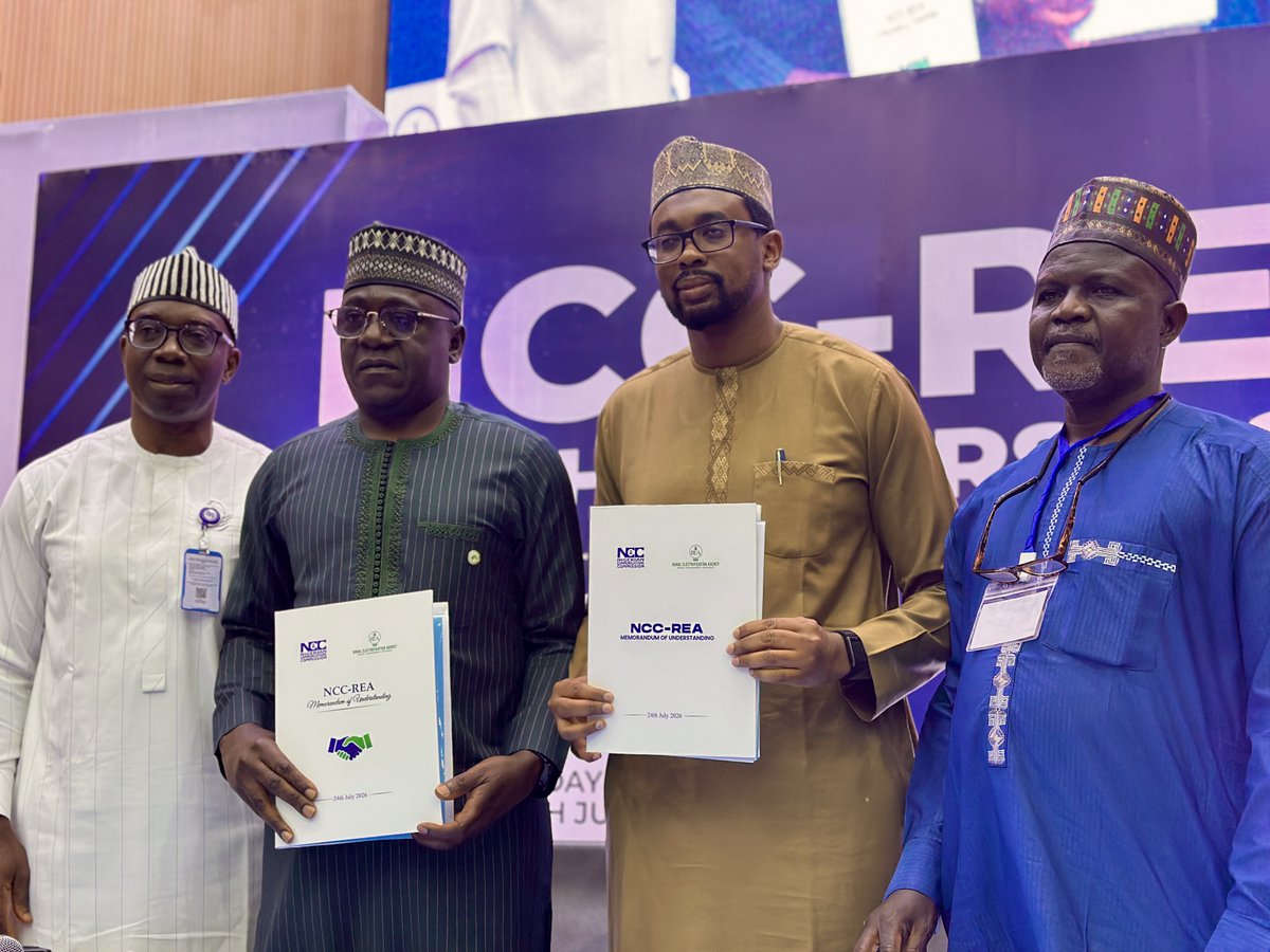 abbaaliyu_'s tweet photo. One of the things I find most exciting about this work is seeing sectors that once operated independently begin to work together towards a common goal.

For years, we have spoken about electricity access and digital connectivity as separate conversations. The reality is that they are deeply connected. A connected community needs reliable power, and reliable power creates the foundation for digital inclusion, economic growth, education, healthcare, and enterprise.

I am delighted that the Rural Electrification Agency, represented by our Executive Director, Technical Services, formalised this important partnership with the Nigerian Communications Commission (NCC) through the signing of a MOU at the NCC–REA Stakeholder Workshop.

This collaboration is about much more than infrastructure. By combining REA's geospatial planning capabilities with the NCC's connectivity programmes, we can make smarter, data-driven decisions, deploy shared infrastructure more efficiently, reduce costs, and extend both electricity and broadband to communities that need them most.

I have often said that the future of development lies in collaboration, not silos. When public institutions align their strengths, the impact extends far beyond what either could achieve alone.

My appreciation goes to the leadership of the Nigerian Communications Commission, our ED, Technical Services, industry stakeholders, development partners, and everyone committed to building a Nigeria where clean energy and digital connectivity advance together under the Renewed Hope Agenda of President Bola Ahmed Tinubu.

The work continues.

#EnergyAccess #DigitalInfrastructure #Broadband #RenewableEnergy #RenewedHopeAgenda #REA #abbaaliyu