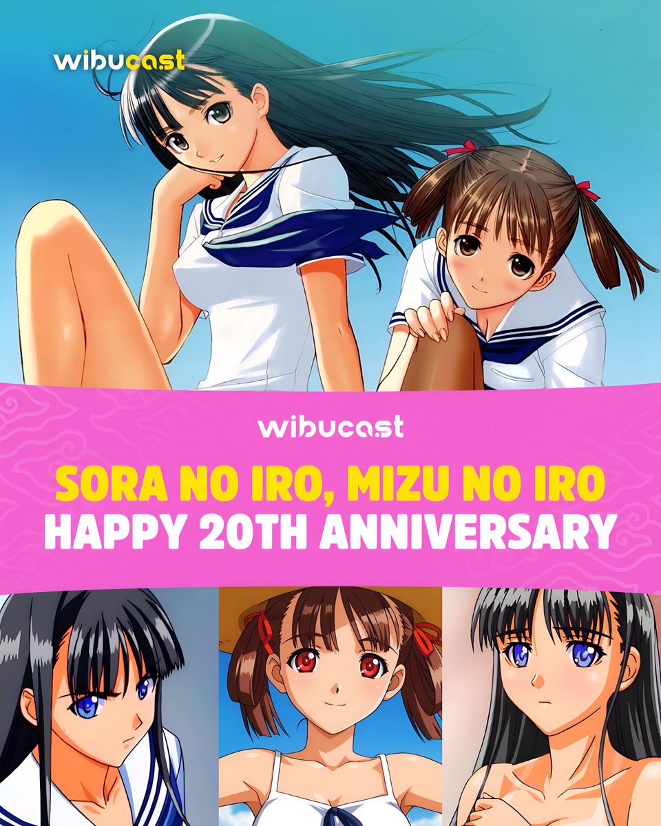 wibucast's tweet photo. Happy 20th Anniversary to Sora no Iro, Mizu no Iro! 🎉✨

​Featuring Tony Taka’s iconic art style, this classic bittersweet summer story of Asa, Natsume, and Hajime still holds a special place for mid-2000s fans. https://t.co/sqTXsN5gtP