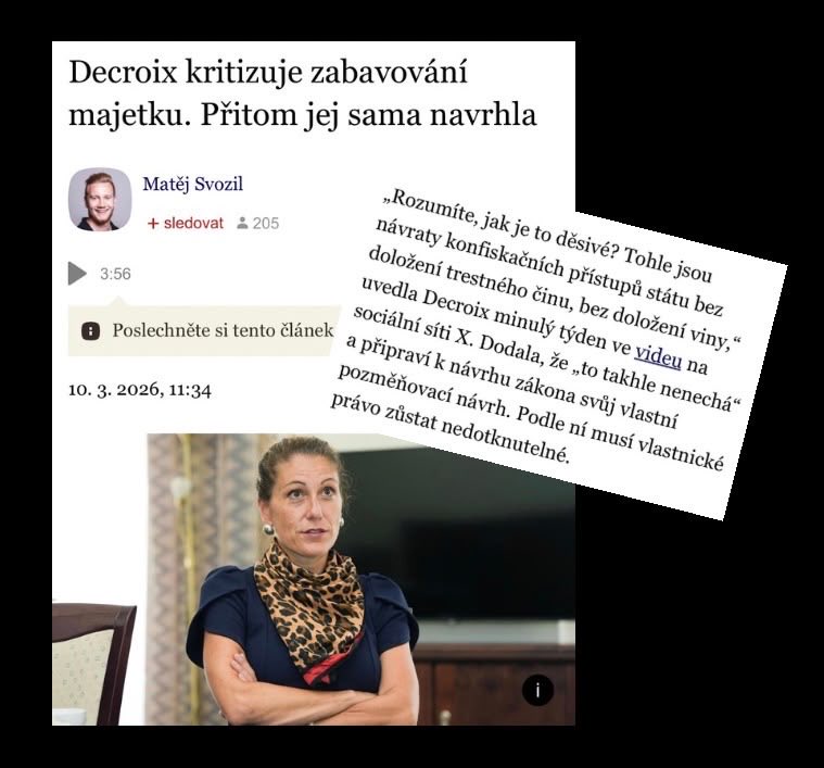 PatrikNacher's tweet photo. Ministr spravedlnosti prý “prasí zákony”. S prasením zákonů pozměňovacími návrhy má ovšem poslankyně @eva_decroix poměrně čerstvou osobní zkušenost, když se nedávno pokoušela svým pozměňovacím návrhem změnit návrh zákona, který v předchozím volebním období předložila ona sama (viz 📸).