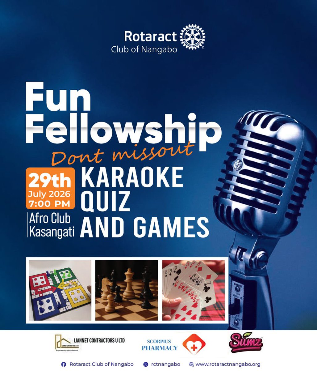 rct_nangabo's tweet photo. Join us today for an evening of fun and fellowship
Warm up your vocals for Karaoke, put your knowledge to the test in our fun quiz and enjoy plenty more exciting activities lined up for today’s meeting.
See y’all later
#RotaractLegacy
#RotaryEyamba
#TheShield https://t.co/cVe6YCp4yl