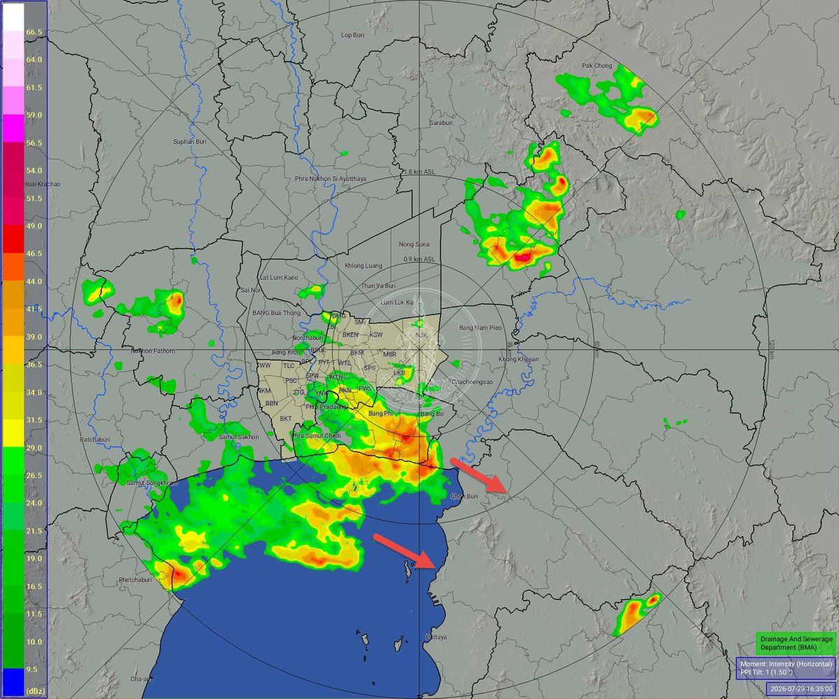 BKK_BEST's tweet photo. วันที่ 29 กรกฎาคม 2569 เวลา 16.45 น. / กทม. ฝนเล็กน้อย-ปานกลางกระจายเขตประเวศ สวนหลวง คลองสามวา บางขุนเทียน ดอนเมือง พระโขนง บางนา ปริมาณฝนสูงสุดเขตประเวศ 62.5 มม. https://t.co/thhOmZvF6r