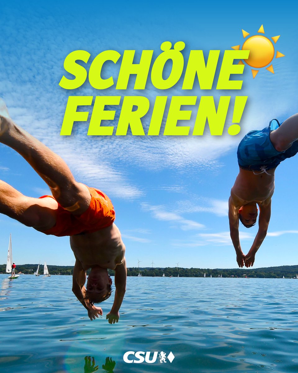 CSU's tweet photo. Heute ist letzter Schultag in #Bayern. Nach der Zeugnisausgabe geht's ab in die #Ferien! Wir wünschen allen Schülern, Eltern und Lehrern gute Erholung mit viel Sonne und Spaß! https://t.co/99XNlD9lpQ