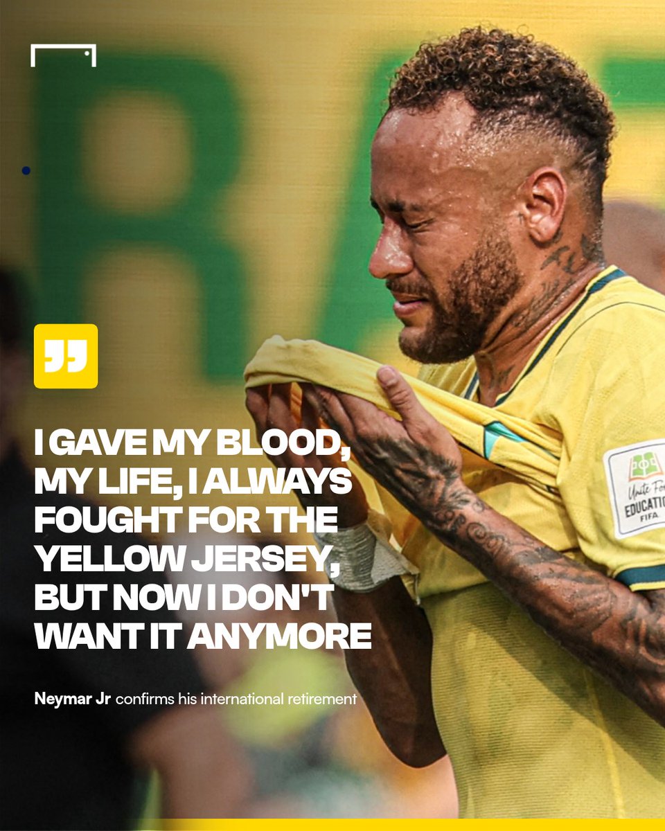 goal's tweet photo. The end of an era 😢

Neymar has no regrets about his contribution to the Brazil national cause after years of carrying the hopes of a nation 🇧🇷

Read more 🔗 https://t.co/FsqHGqjtIt https://t.co/Hq6Jxaq4Lh