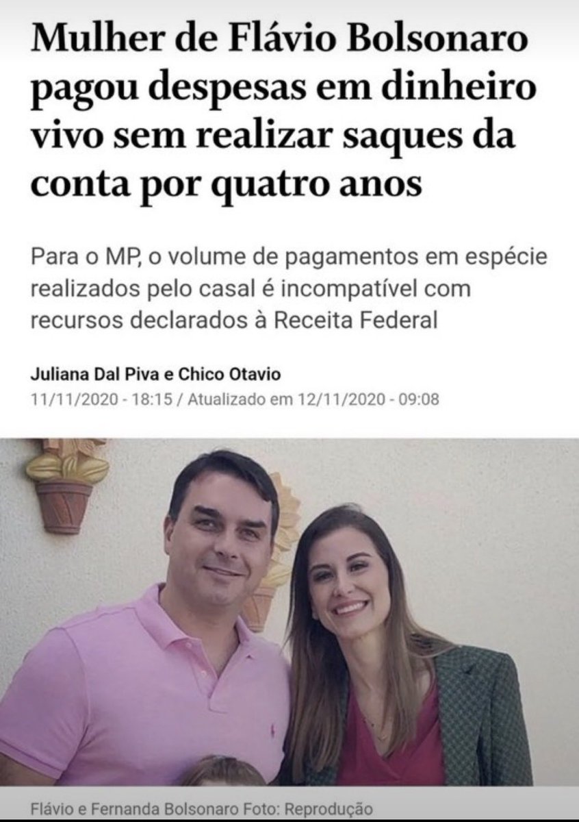 NayPerseverar's tweet photo. ALGUÉM ME PASSA O TUTORIAL OU É SEGREDO!?🤫 

Segundo o Ministério Público do Rio de Janeiro, a dentista Fernanda Bolsonaro, esposa de Flávio Bolsonaro, realizou pagamentos de despesas pessoais e de imóveis em dinheiro vivo e sem registrar saques bancários prévios. https://t.co/ZAgIauh7ke