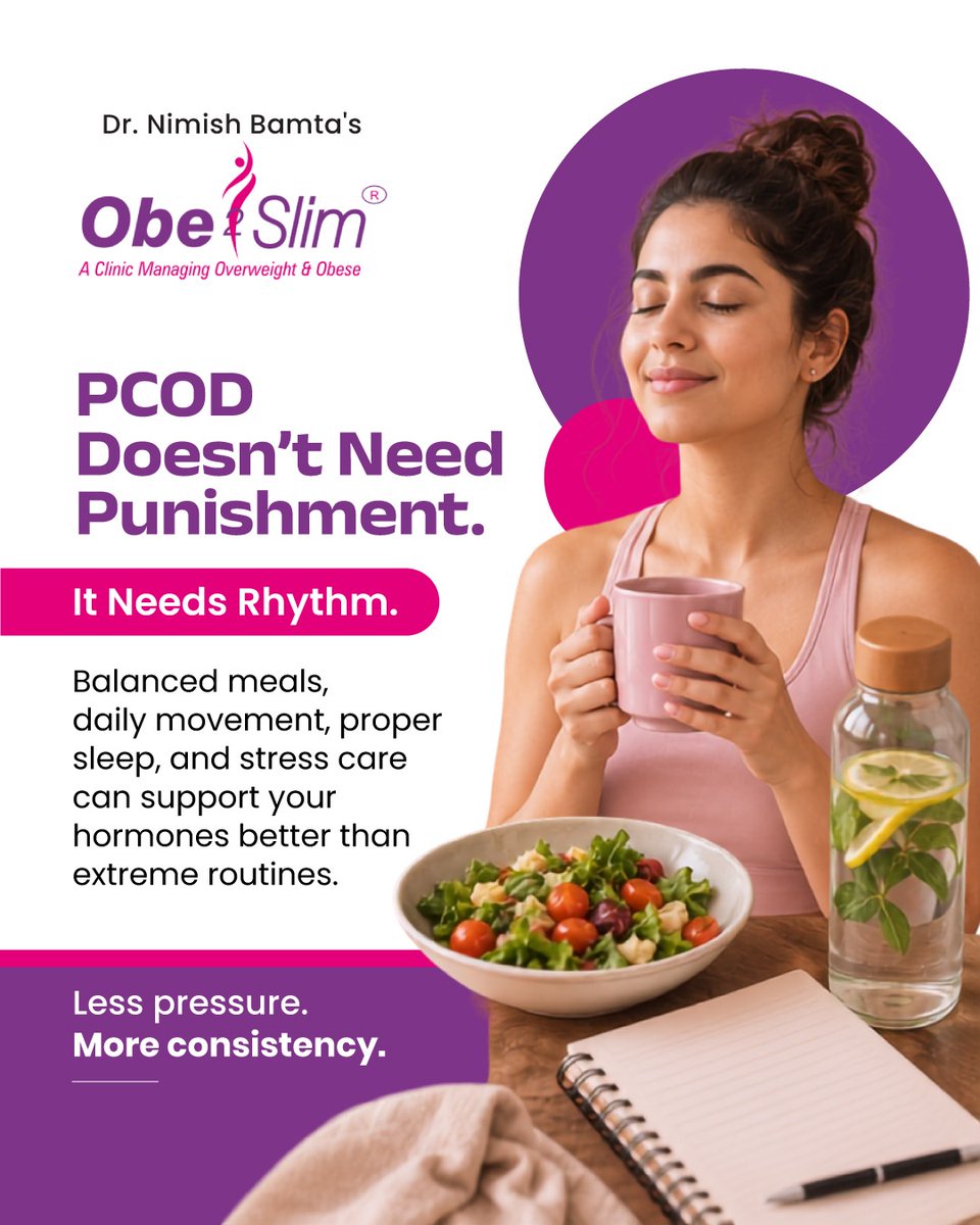 obe2slim_'s tweet photo. PCOD care doesn’t have to feel extreme. 🌸✨

Small, consistent habits like balanced meals, daily movement, better sleep, and stress management can support your overall hormonal health and help you build a healthier routine. 🥗🧘‍♀️💤
Less pressure. More consistency. 💜 https://t.co/qTObLtXaqo