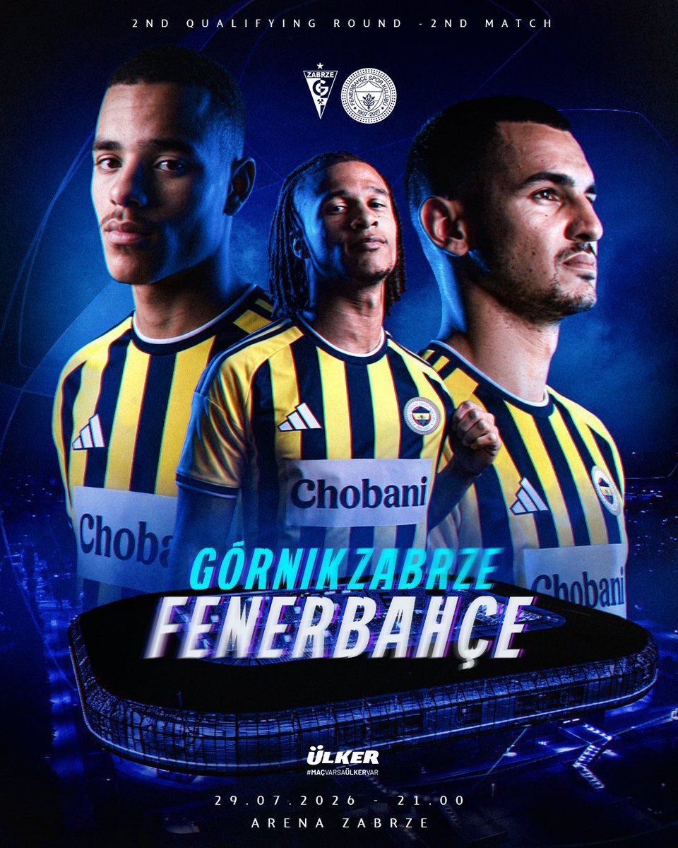 Megaparitr_2's tweet photo. 🏆 #UCL İkinci Ön Eleme İkinci Maç 

🆚 Gornik Zabrze  
🗓 29 Temmuz Çarşamba
🇹🇷 21.00
🇪🇺 20.00
🏟️ Arena Zabrze
📲 #GORvFB
#22bet #betwinner
#MaçVarsaÜlkerVar https://t.co/68jX4dGCXU