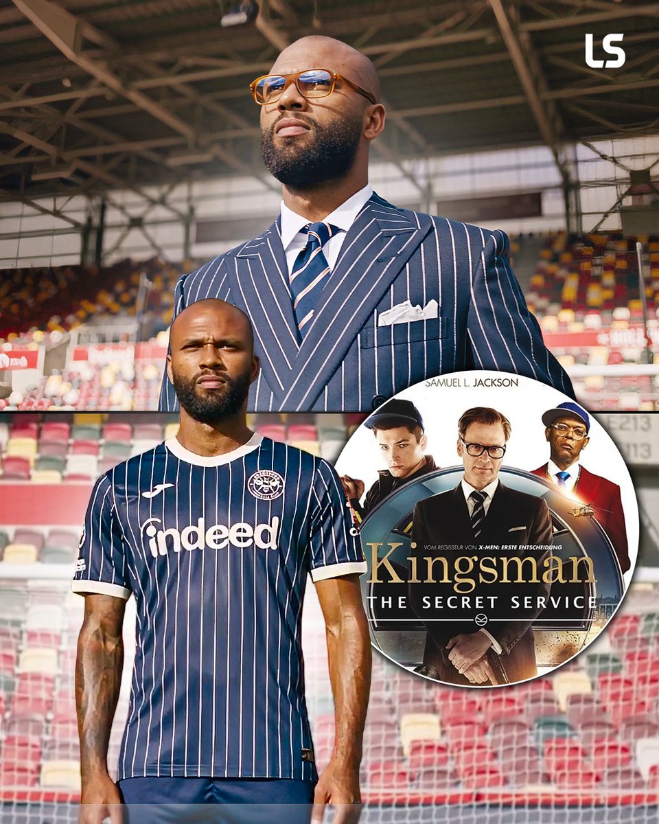 livescore's tweet photo. Brentford have released one of the first football kits inspired by a film 🎬⚽️

Their 2026/27 away kit takes inspiration from Kingsman and it's bespoke tailoring 👔 https://t.co/t2Jky62P06