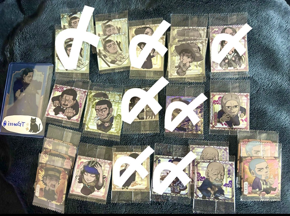 issaoGT's tweet photo. 【譲渡／交換】ゴールデンカムイ 金カム

譲:画像
求:100円/枚＋送料

◾️郵送対応/PayPay又は三菱UFJ銀行
◾️纏めての方優先◎
お声がけが重なった場合はお返事にお時間をいただく場合がございます。コンプリートしたため、自引き分をお譲りいたします。検索からでもお気軽にお声がけください。 https://t.co/8JQFCFZbJu