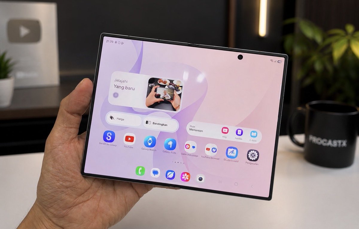 procastx's tweet photo. Samsung may have finally cracked the foldable formula with the Galaxy Z Fold 8.

The biggest upgrade isn’t the chip or AI—it’s the redesigned wider “passport” display.

The shorter, wider design and 4:3 inner screen make it far more practical for everyday use, media, and multitasking. It’s also noticeably lighter.

The trade-off? The camera isn’t as versatile as the Fold 8 Ultra, especially for zoom photography.

Overall, the Galaxy Z Fold 8 feels less like a niche foldable and more like a true flagship that just happens to unfold.

Would you choose the Galaxy Z Fold 8 or the Fold 8 Ultra?