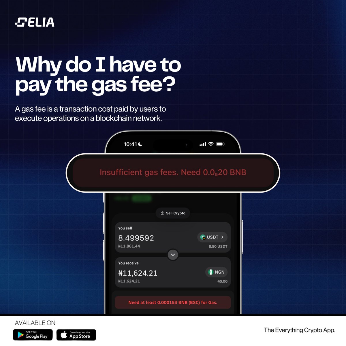 CeliaWallet's tweet photo. "Insufficient gas fees" — one of the most confusing errors in crypto. Let's break it down. 🖤🤍

A gas fee is a small transaction cost paid to the blockchain network to process your trade. It's not Celia's fee — it goes directly to the blockchain validators.

Quick fix — buy a small amount of the blockchain base asset on Celia and your trades will go through instantly.

Download App 👉 https://t.co/VkTzri7guL