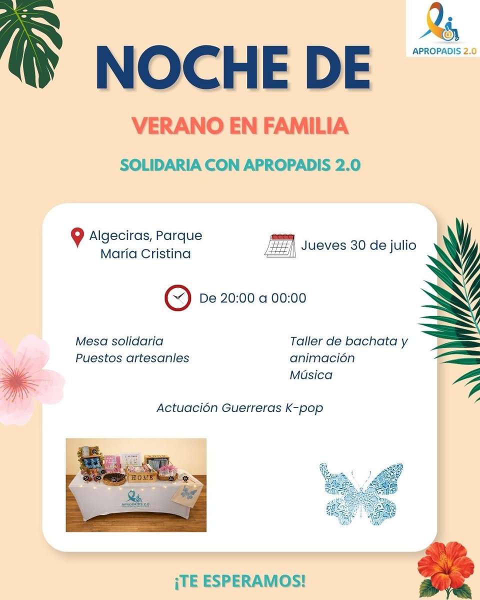 Apropadis's tweet photo. Mañana jueves ➡️ Noche de verano en familia 🌙👨‍👩‍👧
📍 Parque María Cristina
⏰ 20:00
APROPADIS 2.0 tendrá stand con novedades 🎉
¡Ven 👕, participa y disfruta con nosotros! 💙🤗 https://t.co/842FKKa8tj