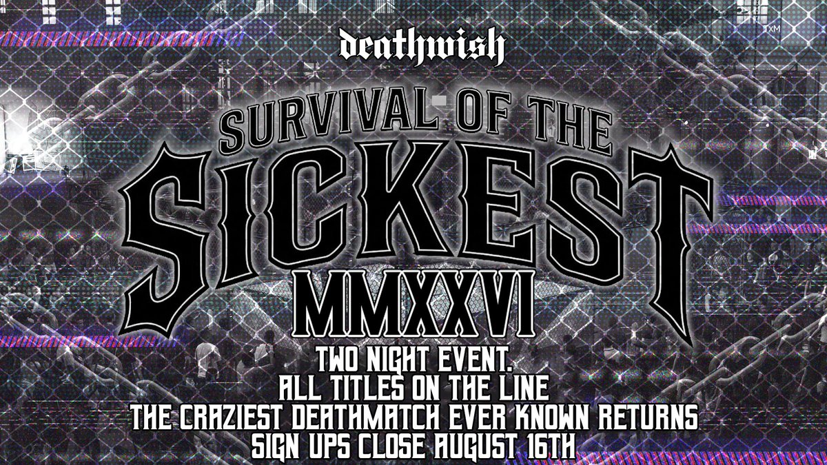 Deathwish2K's tweet photo. I finally have the time. 
Sign Ups START TODAY.
You may end up in a title match. 
You may end up having to fight 29 other crazy bastards to become the sickest of them all.
Sign Up and Decide Your Fate.
(and who knows this could reboot Deathwish once again).

#WWE2K26 https://t.co/3gyiVjEU4d