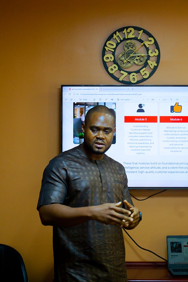 ServiceBreeder's tweet photo. Service Is More Than a Transaction — It’s a Responsibility. 🤝🏽

On July 28th, the ServiceBreeder team visited Atlantis Pediatric Hospital, where our Founder, Osaro Jnr Isokpan, led an insightful training session on the importance of delivering exceptional service. https://t.co/bKVxWjJ18c