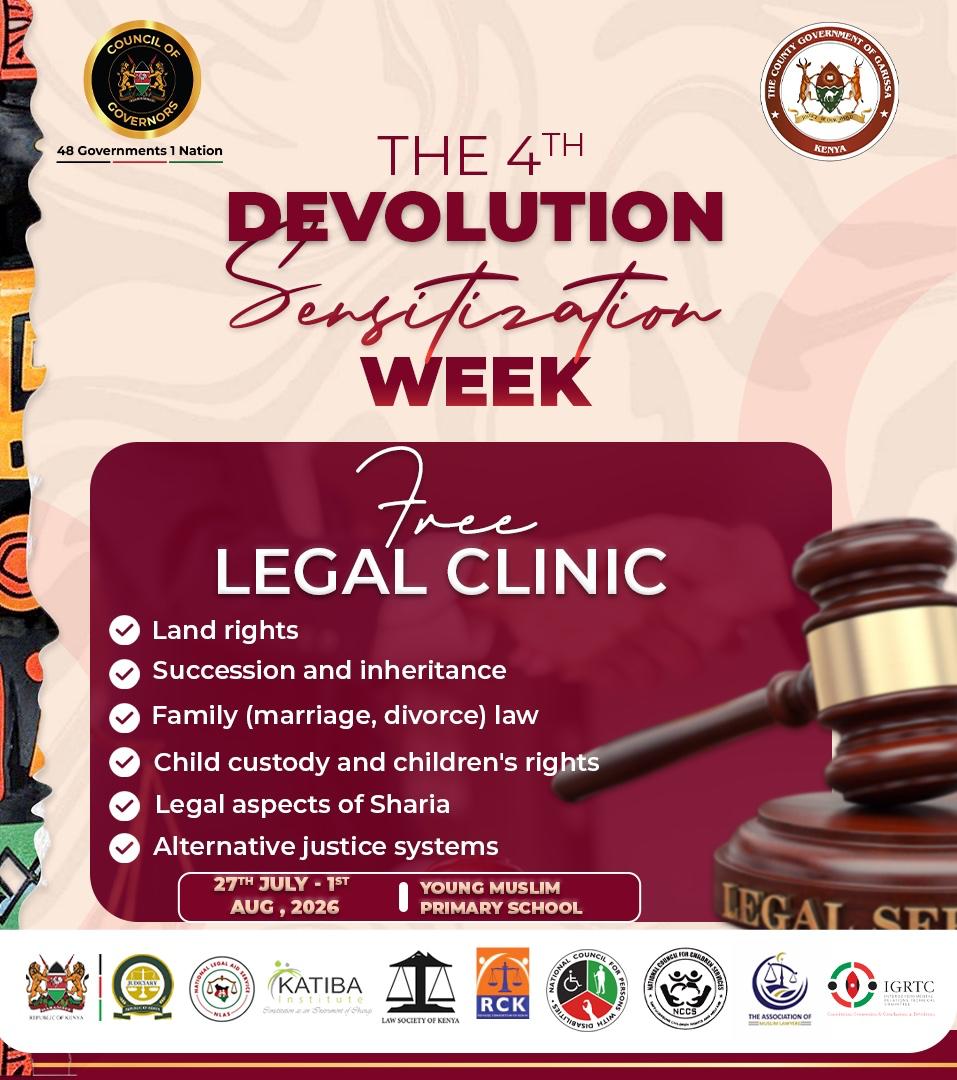 RCKKenya's tweet photo. 📍 Are you attending the 4th Devolution Sensitization Week in Garissa County, under the theme "#Devolution for Better Health, Empowered Communities"?

Do not miss this opportunity to meet the @RCKKenya team and learn more about refugee protection and management. At the event, @RCKKenya is delivering a range of essential services across key thematic booths.

Under the legal booth, our team is offering direct legal aid while raising awareness on refugee rights, child protection, and the rights of older persons and persons with disabilities to ensure access to justice reaches every community member. RCK will also participate in the roundtable panel discussion on the effective implementation of the Shirika Plan and GISDEP.

At the Ministry of Health booth, RCK is providing psychosocial support information and highlighting our collaborative work at the Gender-Based Violence Recovery Centre (GBVRC) to showcase coordinated, survivor-centered responses for individuals affected by sexual offenses.

Additionally, at the Garissa Department of Trade booth, RCK and its ABLI-G Consortium partners, including @drckenya with support from @EUinKenya, are championing #socioeconomic inclusion among refugee and host populations by demonstrating the One Stop Shop model, an integrated service approach designed to consolidate multiple community support mechanisms under one roof for seamless access.

The Council of Governors' flagship civic engagement platform brings together national and county governments, development partners, and communities to reflect on the gains of devolution and chart its future. This year's edition places special emphasis on demonstrating impact in an arid and semi-arid region that has historically faced barriers to access.

As #DSW2026 reaffirms, devolution delivers real impact when services, partnerships, and communities come together, and RCK remains committed to walking alongside government and partners in building a more inclusive, responsive system for all. 

#DevolutionSensitizationWeek2026 #DevolutionSensitizationWeek

@KenyaGovernors @garissahealth @Garissapress @TurkanaAssembly @_GarissaCounty @DRSKenya @EUinKenya @RESCUEorg @UNHCR_Kenya @HakiKNCHR @IGADHealthS @OpenSociety @denmarkinkenya @NLinKenya @drckenya @unwomenkenya @relon_kenya @youthVoicesCom @ReDSS_HoA @RefugeesSeat @hbsHornOfAfrica @ECHO_CESAfrica @SomaliStarNews1 @inkomokoKenya @HIASAfrica @YVKakuma @Kenyajudiciary @Haki_na_Sheria @UDPKenya @IRAP @ICVAnetwork @Uspat6666 @NCIC_Kenya @afsc_org @PamojaTunaweza @TurkanaCountyKE @KAS_Kenya @giz_gmbh @UKinKenya @IOMKeny @UKinKenya @HakiKNCHR