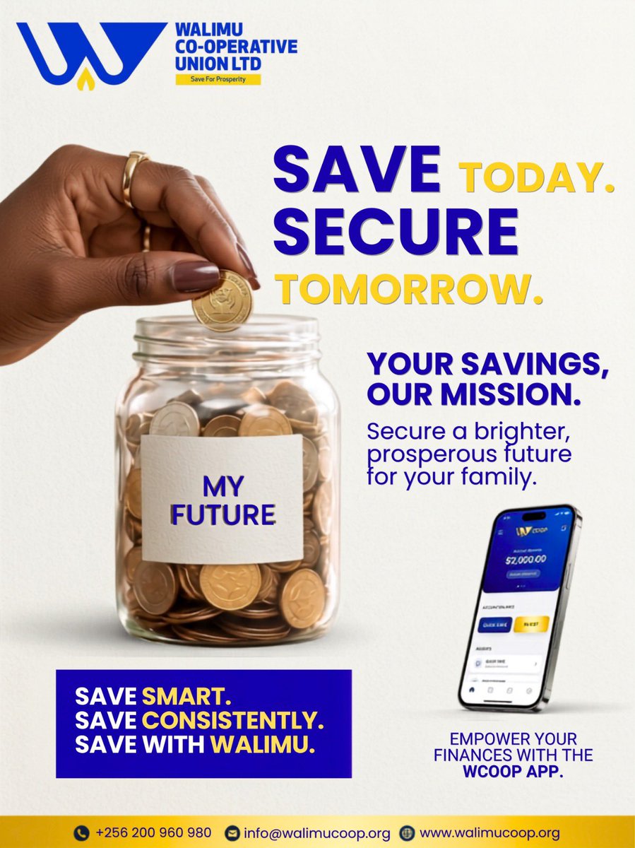 walimu_union's tweet photo. Every coin saved today is a step closer to the future you dream of.
Save smart. Save consistently. Save with @walimu_union .
Manage your savings on the go with the WCOOP APP.
Visit https://t.co/oij8g4w3Ir to learn more!
#SaveTodaySecureTomorrow #Walimu #WCOOP #SmartSavings https://t.co/WmOJ77Mjeh