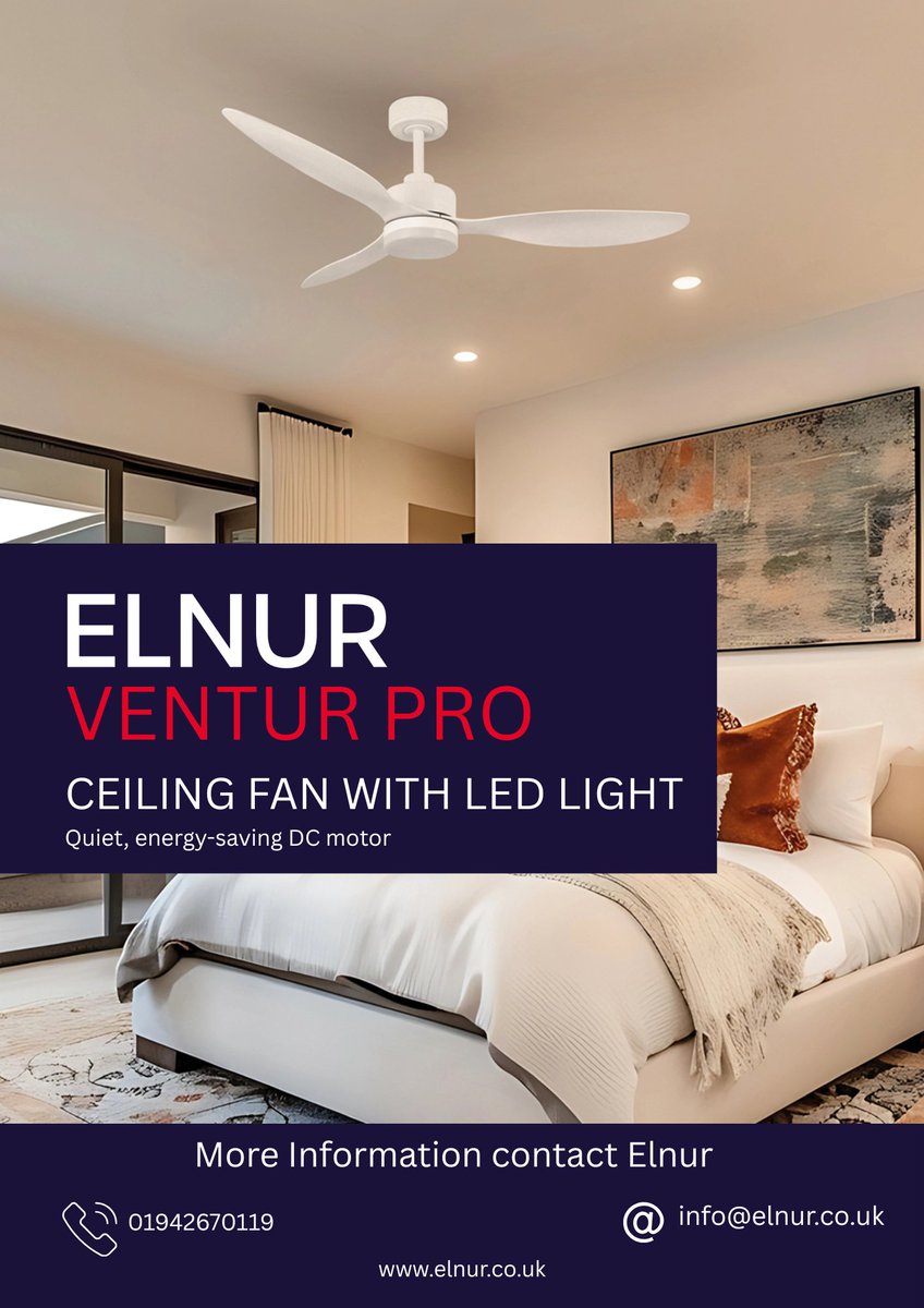 Elnur_UK's tweet photo. ✨ ELNUR'S VENTUR PRO Ceiling Fan with LED✨

Experience year round comfort with the ELNUR VENTUR PRO Ceiling Fan, a stylish and energy-efficient solution.

For more information take a look online - https://t.co/xpSTzcd8or https://t.co/w2LhWxYLFH