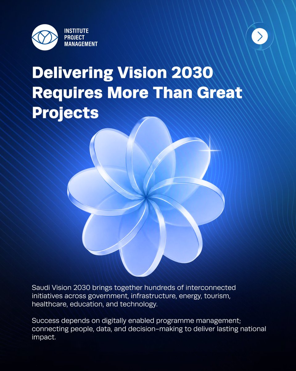 ProjectMgmtInst's tweet photo. Discover how digitally enabled programme management is helping deliver Saudi Vision 2030, one of the world's most ambitious national transformations. Learn more:https://t.co/Q7jETYN0dw   

#SaudiVision2030 #Vision2030 #ProjectManagement #ProgrammeManagement #DigitalTransformation https://t.co/5GJyQtp9WG