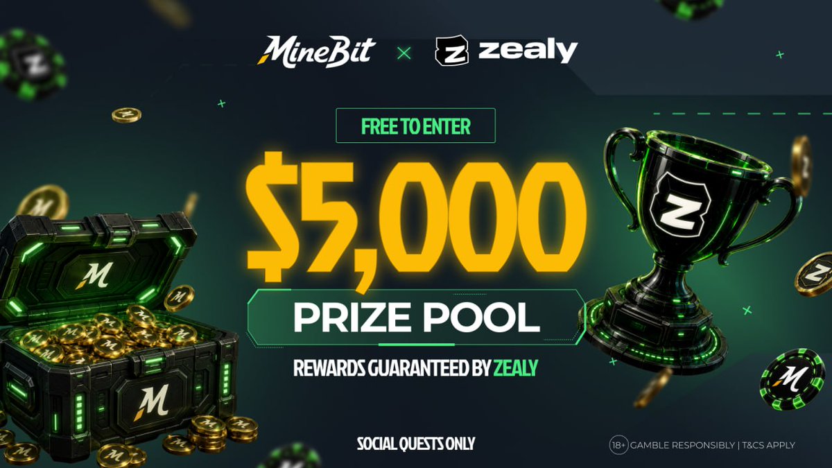 zealysprints's tweet photo. 🚨  $5,000 Reward 🔥🔥
@MineBitHQ × @zealy_io Sprint is LIVE!

✅ 200 Winners
✅ Social Quests Only
✅ FREE to Enter

Complete the quests and claim your share of the $5,000 prize pool.

Ready to climb the leaderboard? 👇

https://t.co/aacobZ0z6n https://t.co/szrDKhJbel