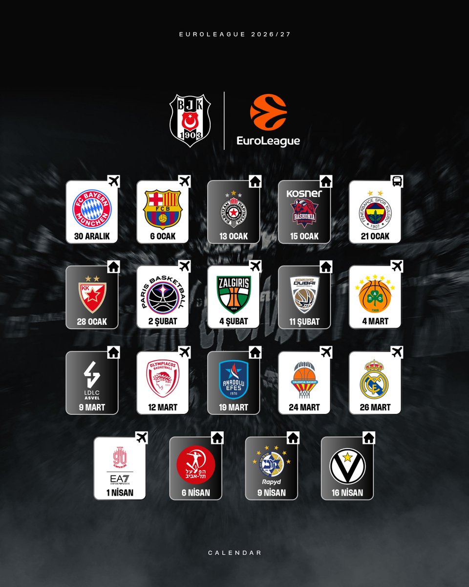 BJK_Basketbol's tweet photo. EuroLeague 2026/27 sezonu fikstürümüz. 🦅 https://t.co/fvGT3oplIJ