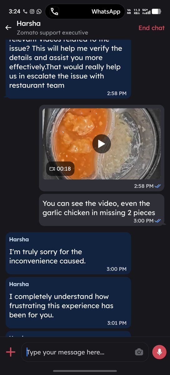 GAMIME1's tweet photo. I have ordered from Zomato, and half of the order felt like eaten
I talked with the support , did the same to with the delivery man and with the restaurant but no one out there claiming their fault and hence Zomato said, they are unable to any refund
@zomato @zomatocare 
Plz help https://t.co/8XBwIx8Ekz