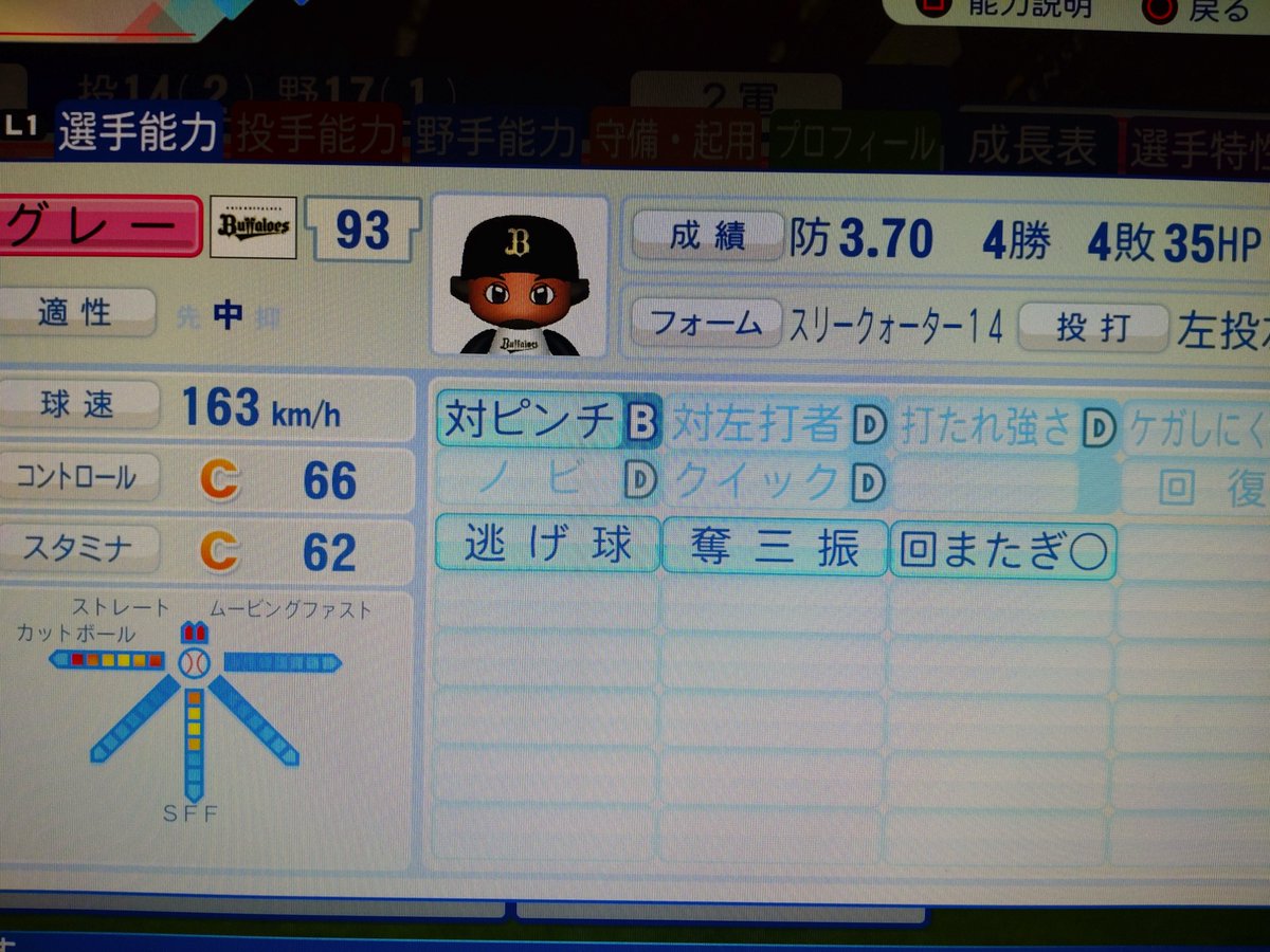 natume464's tweet photo. パワプロ、オーペナやっててこの助っ人は無双するだろうって思ったら球速は正義じゃないのは良くわかった……( ´ ཫ ` ) https://t.co/KaFRBghjCA