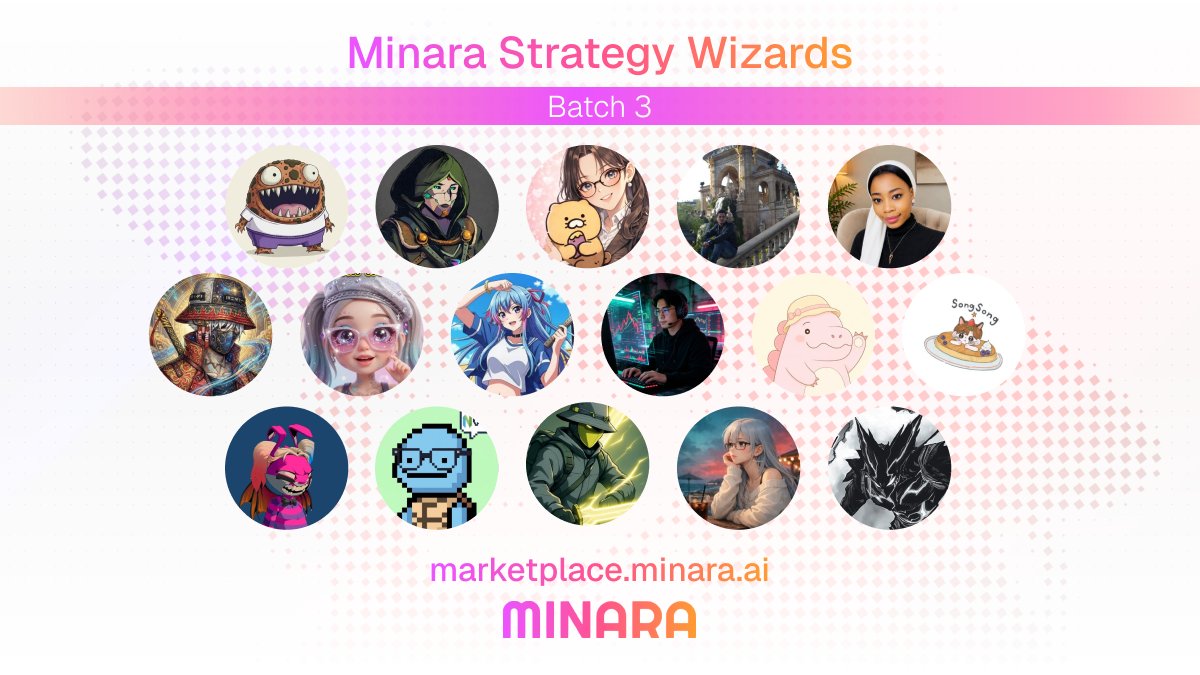 minara's tweet photo. Meet our 3rd batch of strategy wizards 🧙

May the early alpha (and the returns it brings) be with you. 😼 https://t.co/u4FT3QqbU2