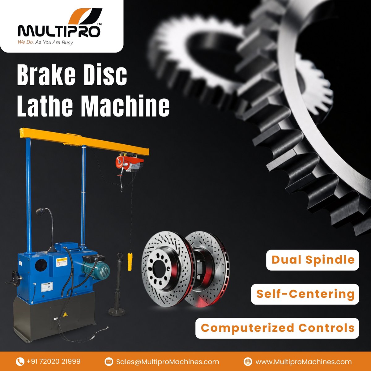 MultiproMachine's tweet photo. The Brake Disc Lathe Machine delivers accurate disc resurfacing, smoother finishes, and reduced brake noise with dual spindle machining.

More: https://t.co/yXlFvOxt6N

#MultiproMachinesPvtLtd #MultiproMachines #BrakeDiscLatheMachine #DiscDrumBrakeLathe #DualSpindle https://t.co/Ax38SeLTtU