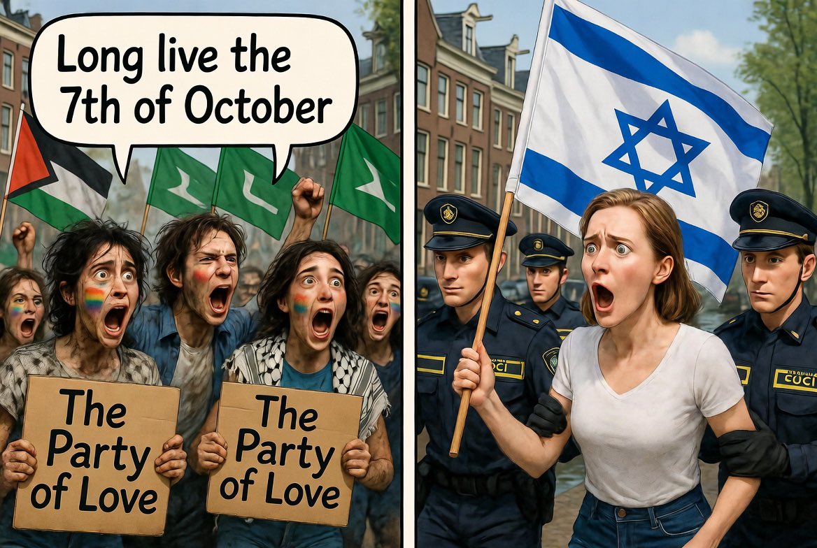 JayCalvin100's tweet photo. @Dutchfan33 “The party of love”

En dan “Long live the 7th or October” roepen.

Wanneer gaan die extremistische linkse wappies is inzien dat ze vechten tegen zichzelf. https://t.co/5gmy0Lq1eU