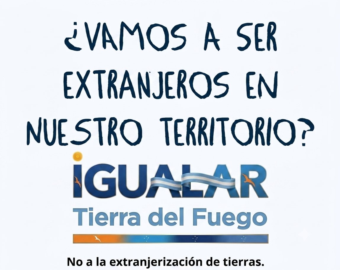 Igualar_tdf's tweet photo. La soberanía no se declama: se ejerce.

Desde IGUALAR sostenemos un compromiso innegociable: ni remate, ni entrega, ni extranjerización de la tierra argentina.

La Patria no es un negocio. Es el hogar de todos los argentinos. 🇦🇷
#NoALaExtranjerización #Soberanía #Tierra #IGUALAR https://t.co/X8StMbTYQZ