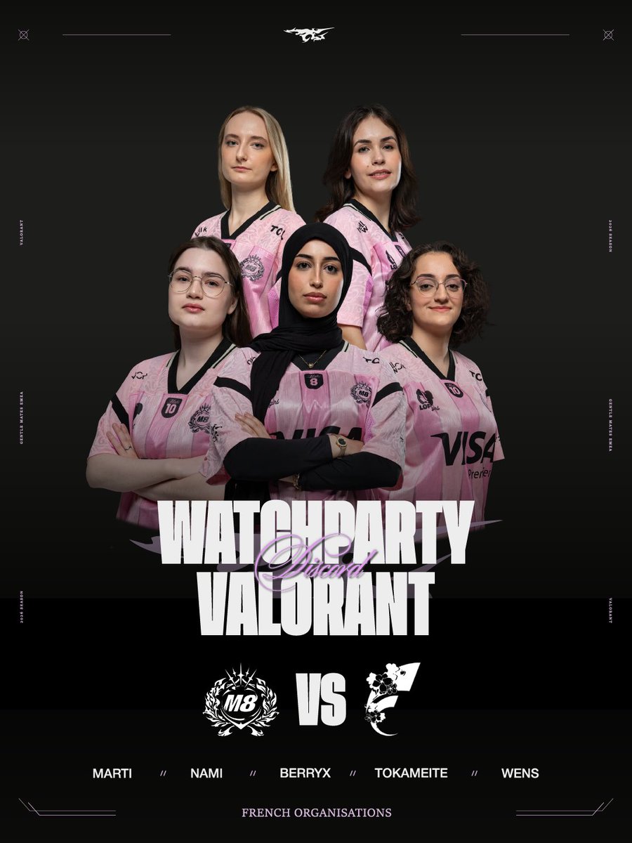 LPinkyBlinders's tweet photo. 📢 Watch Party sur notre serveur serveur discord📢

Les filles sont prêtes pour un nouveau combat, venez les supporter avec nous sur le discord 
#M8WIN 

Et à 20h pour le Match des VCT
https://t.co/yP7x2kZVHk https://t.co/phyjpcvs1o