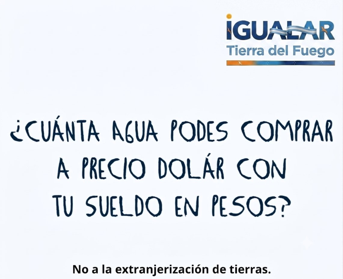 Igualar_tdf's tweet photo. La soberanía no se declama: se ejerce.

Desde IGUALAR sostenemos un compromiso innegociable: ni remate, ni entrega, ni extranjerización de la tierra argentina.

La Patria no es un negocio. Es el hogar de todos los argentinos. 🇦🇷
#NoALaExtranjerización #Soberanía #Tierra #IGUALAR https://t.co/X8StMbTYQZ