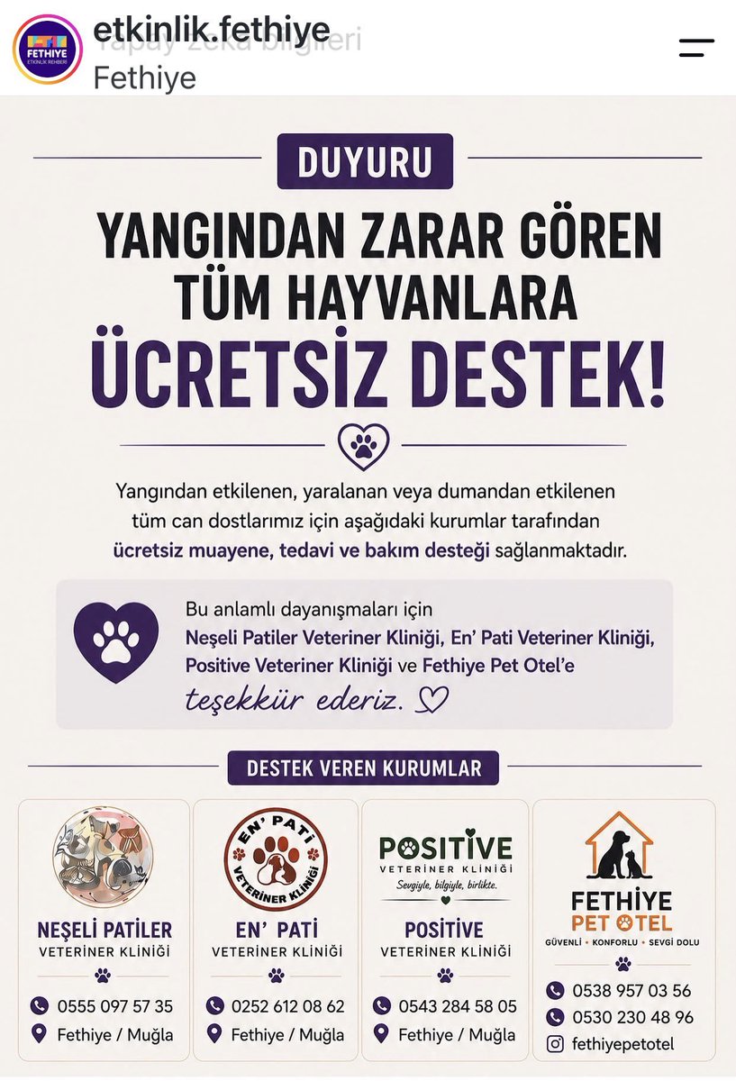Nero_01_'s tweet photo. Lütfen bu tweet'i yayıp RT yapalım. İhtiyacı olan tek bir patili dostumuza bile ulaşsak bir can kurtarırız. Ses olalım! 🙏
#yangın https://t.co/kSiBm9WptH