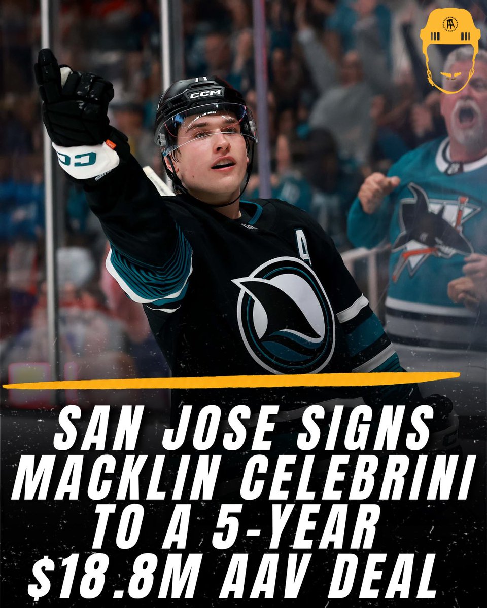 spittinchiclets's tweet photo. The Sharks lock up Macklin Celebrini for five more years, making him the NHL’s highest-paid player (AAV) 💰🦈 https://t.co/38P85vdbv8