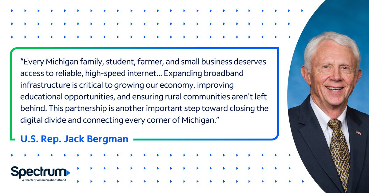 Spectrum_Gov's tweet photo. 📣 NEW SPECTRUM #RURAL BUILDOUT:
📍 Missaukee County, MI
🏠 2,200+ Homes &amp; Businesses Now Have Access to High-Speed Internet
Thank you @RepJackBergman for supporting efforts to help close the #rural digital divide. https://t.co/JRuauCJOlq