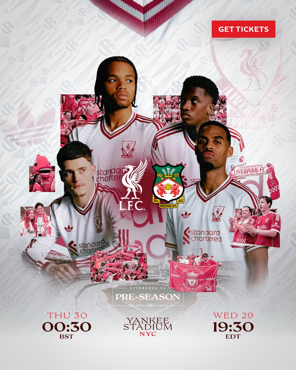 LFCUSA's tweet photo. ⚪️ IT'S MATCHDAY ⚪️

Join us in NYC as we debut our new Away Kit ⚪️

🆚 Wrexham AFC
🏟️ Yankee Stadium
⏰ 7:30PM ET 
🎟️  https://t.co/RqnbJZqrdr https://t.co/750aIlcTS9