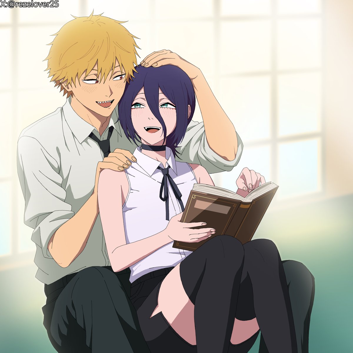 rezelover25's tweet photo. Cafe Date
Reze: I love this part of the book~
Denji: Reze, I love it when you talk with that smile. https://t.co/gp6acI6k7I