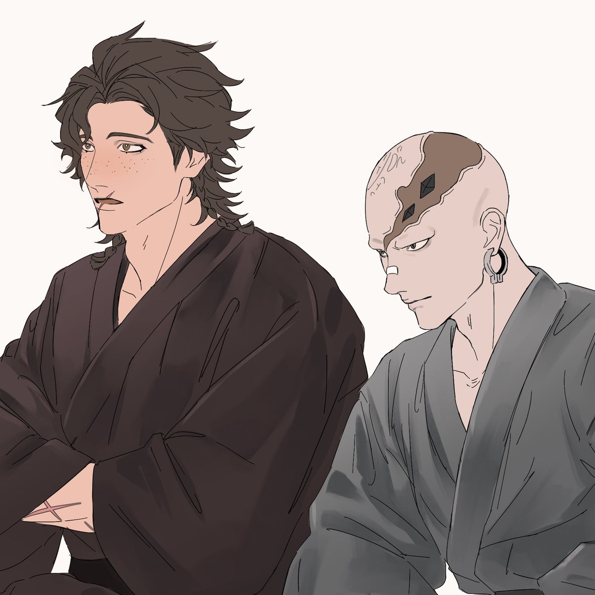 suiseinohaka's tweet photo. 推しの浴衣が見たくて描いた
闘＋脱 https://t.co/1fBcJ6RLw8