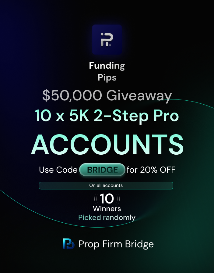 PropFirm_Bridge's tweet photo. 🚨 $50K FUNDING PIPS GIVEAWAY 🚨

🎉 10 x $5K 2-STEP PRO ACCOUNTS 🎉

HOW TO ENTER:
1️⃣ Follow @PropFirm_Bridge + @fundingpips + @AkashWolfe 
2️⃣ Subscribe & engage on YouTube: https://t.co/3Lk6SQNatO
3️⃣ Join & Engage: https://t.co/oHY5bMcSuz
4️⃣ RT + Tag 3 traders 👇

💰 Use Code BRIDGE = 20% OFF even if you don't win.

🔗 https://t.co/ZTcuTcT2TS
