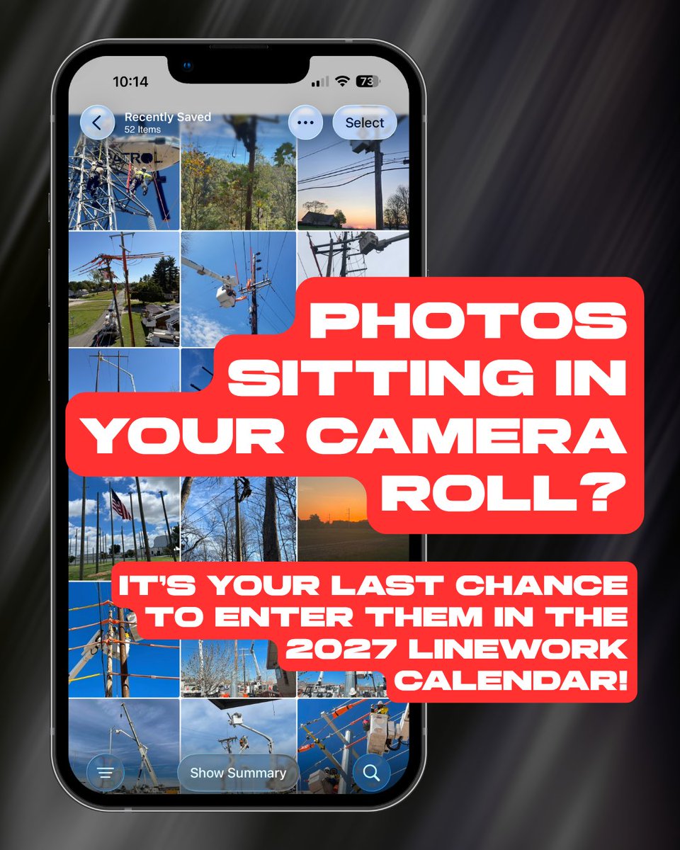 TallmanEquip's tweet photo. Got a linework photo you’re proud of? This is your last chance to get it entered in the 2027 Tallman Linework Calendar!
Submit your photos by July 31
https://t.co/EIoobGQ8tr
#LinemanLife #Linework #UtilityWork #LineCrew #StormWork
https://t.co/u1w6YTczOY https://t.co/vH9nkhWnKR