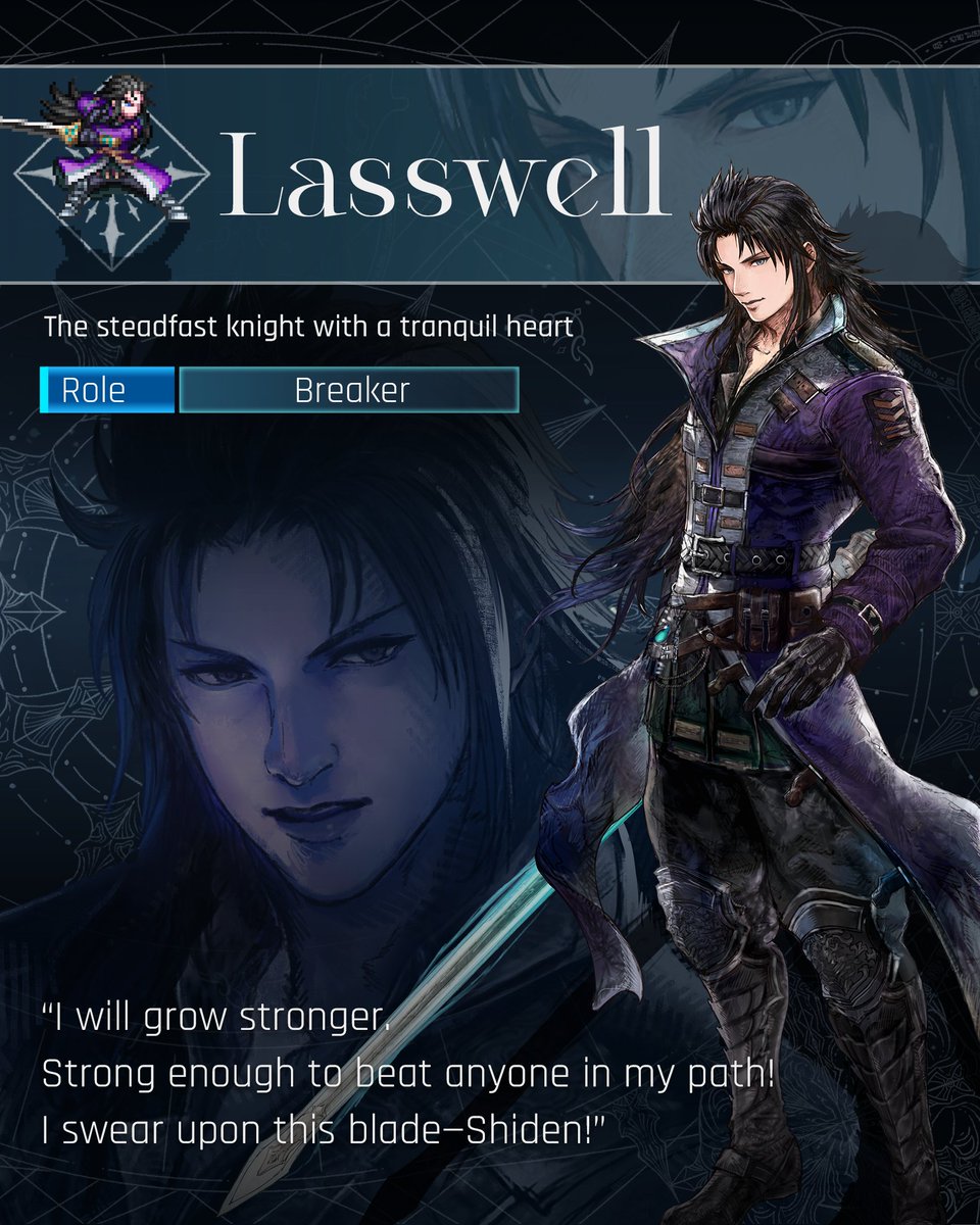 FinalFantasy's tweet photo. ❄️Meet Lasswell. A knight of the Kingdom of Grandshelt, serving as Rain’s deputy commander in the airship squadron.

A serious personality and is trusted by both subordinates and superiors alike. You can count on him remain cool in heated situations. https://t.co/S56kq7NVGo