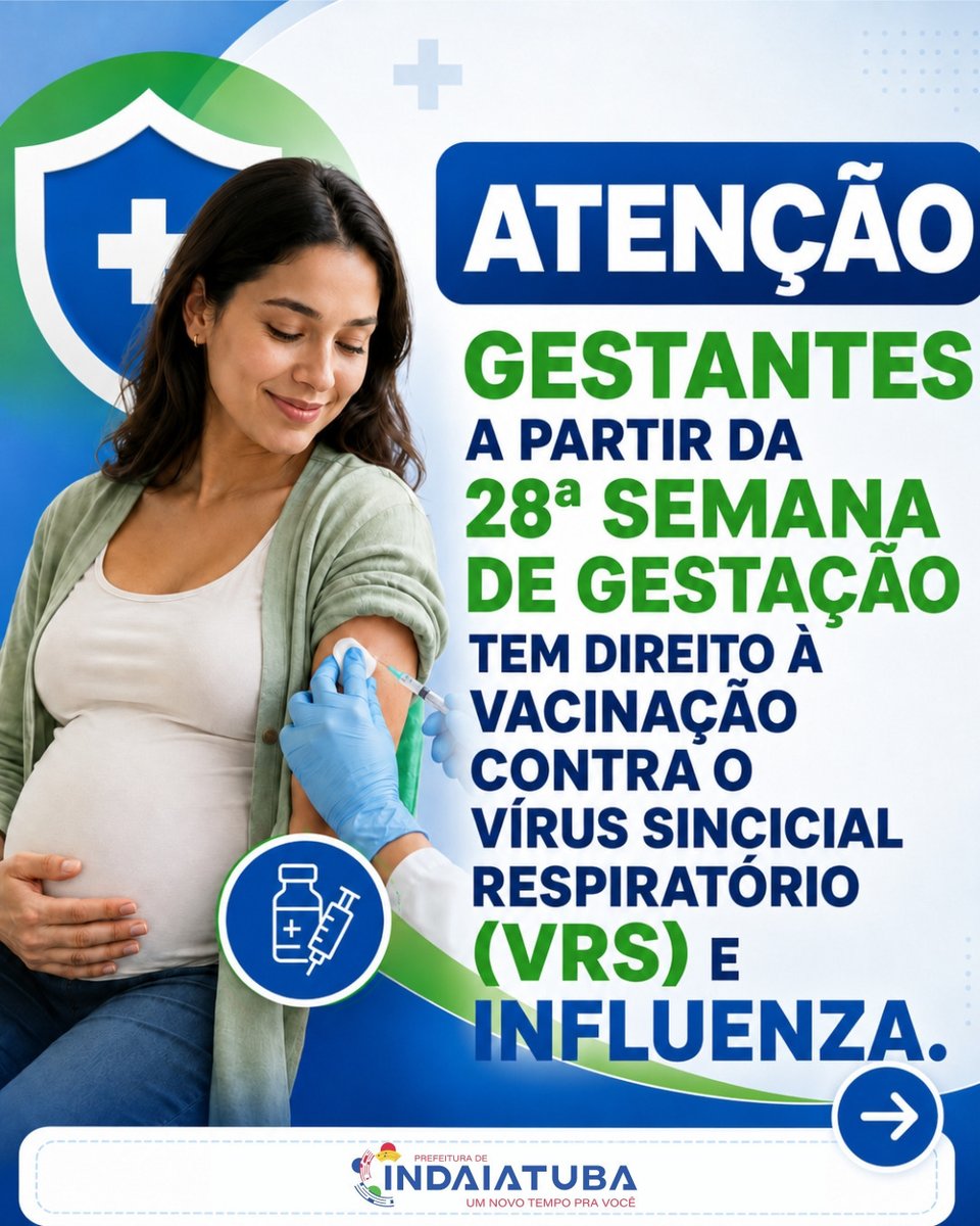 indaiatubapref's tweet photo. As vacinas contra o Vírus Sincicial Respiratório (VSR), principal causador da bronquiolite, e contra a Influenza estão disponíveis para gestantes nas unidades de saúde do município. 

Saiba mais: https://t.co/HIpvLARwqP https://t.co/ggOwFeY2w1