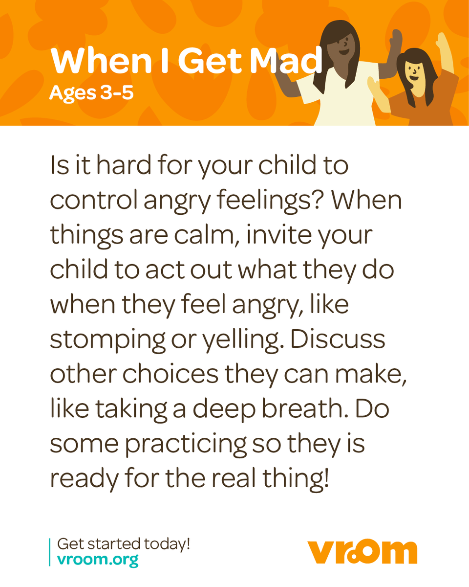 joinvroom's tweet photo. Did you know the best time to talk about anger with your little one is when nobody's angry? 😤 This Vroom Tip turns a calm moment into a brain-building lesson in managing big feelings! https://t.co/N1uwd7QciI