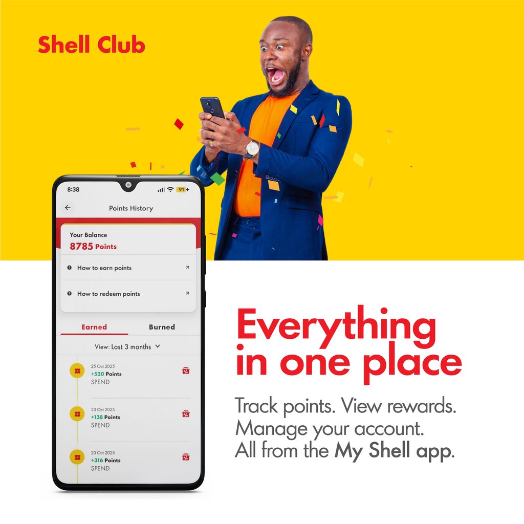 VivoEnergyUg's tweet photo. The Shell Club app puts everything you need in one convenient place from tracking your points and monitoring your rewards to managing your account with ease.
Download here: https://t.co/6O713EPXon
#ShellClub #AlwaysMore https://t.co/Hw5YJ6DwaE