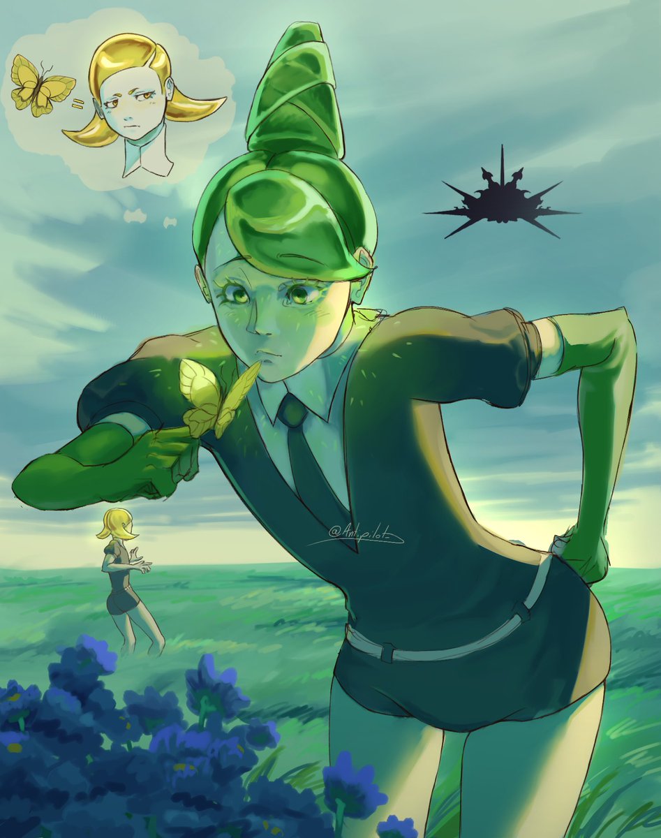 Antipilot_'s tweet photo. Olivine and Limonite! Characters belong to _Crayolax_ on IG! #HousekiNoKuni https://t.co/gFixlrXBAP