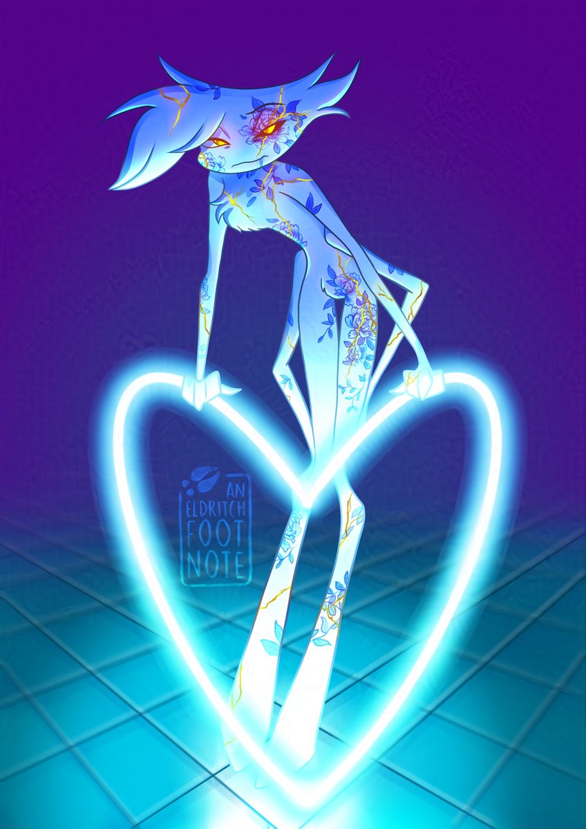 AnEldritchNote's tweet photo. "I will never stop putting myself back together, no matter how much it hurts, because I am strong in spite of you." 🪻🩵

#hazbinhotel #angeldust #kintsugi https://t.co/bSUMVVB0W4