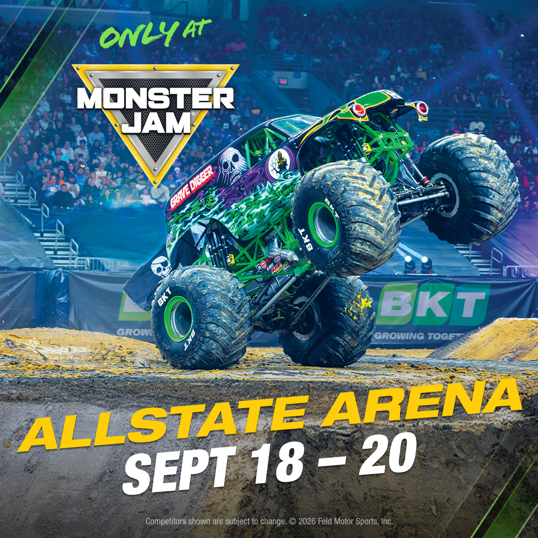 AllstateArena's tweet photo. Engines revving, dirt flying, and monster-sized action returns to Allstate Arena! 🚛💥 Don’t miss Monster Jam September 18–20 for high-flying stunts and nonstop adrenaline! #MonsterJam #AllstateArena #FamilyFun https://t.co/G6AUYtuIsP